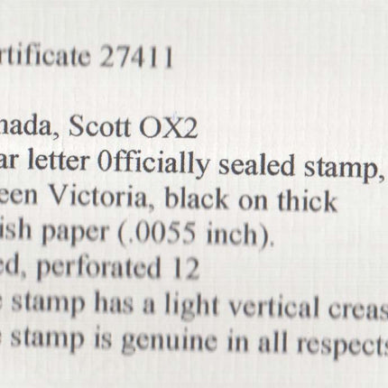 Canada #OX2 VF Used **With Certificate**