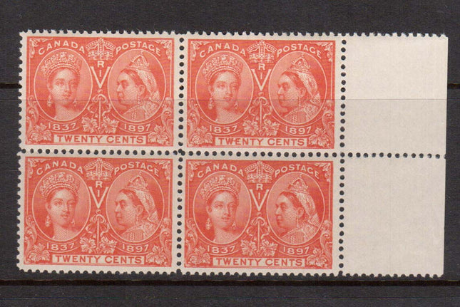 Canada #59 #59ii NH Mint Variety Block **With Certificate**