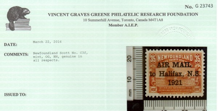 Newfoundland #C3f XF/NH **With Certificate**