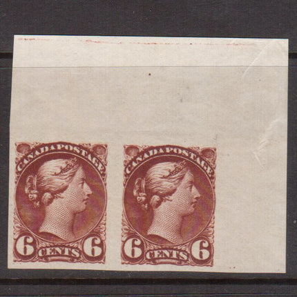 Canada #43b XF/NH UR Margin Imperf Pair **With Certificate**
