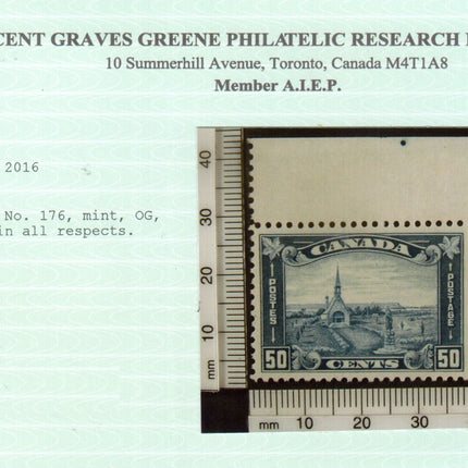 Canada #176 XF/NH UR Margin Example **With Cert.**