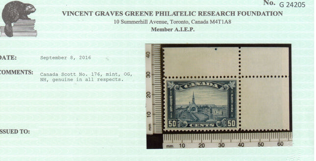 Canada #176 XF/NH UR Margin Example **With Cert.**