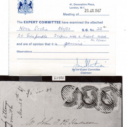 Nova Scotia #9b VF Cover Bisect On Cover From Halifax **With Cert.**