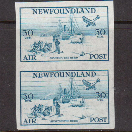 Newfoundland #C15a XF/NH Imperforate Pair **With Certificate**