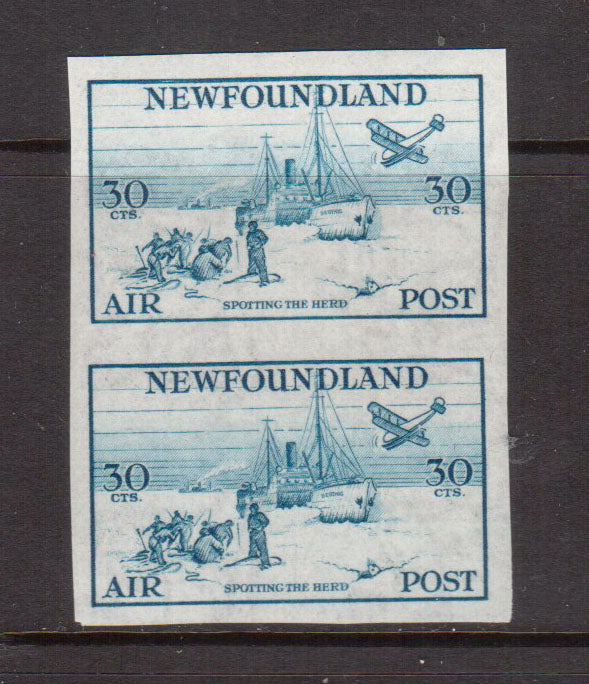 Newfoundland #C15a XF/NH Imperforate Pair **With Certificate**