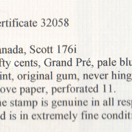 Canada #176i XF/NH Gem **With Certificate**