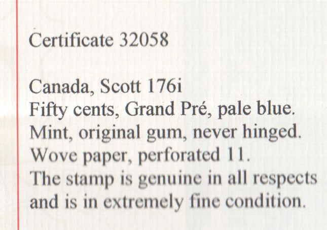 Canada #176i XF/NH Gem **With Certificate**