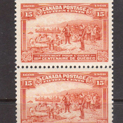 Canada #102 XF/NH Strip Of Four **With Certificate**