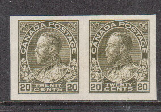 Canada #119a XF Mint Imperforate Pair **With Certificate**