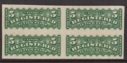 Canada #F2 XF Mint Imperf Block **With Certificate**