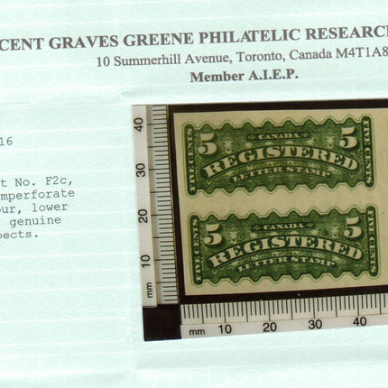Canada #F2 XF Mint Imperf Block **With Certificate**