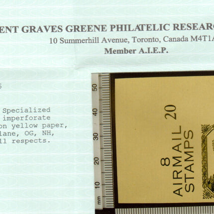 Canada #CL43Piv XF/NH Imperforate Proof On Yellow Stamp Paper **With Cert.**