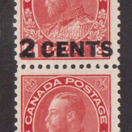 Canada #139v VF/NH Essay Surcharge Pair **With Certificate**