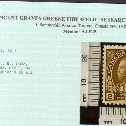 Canada #MR4a VF/NH Die 1 Wet Printing **With Certificate**