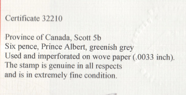 Canada #5b Used Superb Huge Margin Gem **With Certificate**