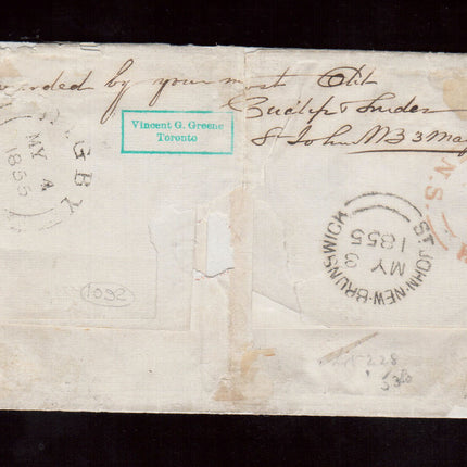 New Brunswick #3 Used On Cover To Yarmouth NS **With Certificate**