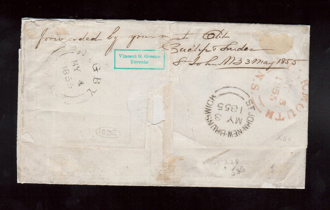 New Brunswick #3 Used On Cover To Yarmouth NS **With Certificate**