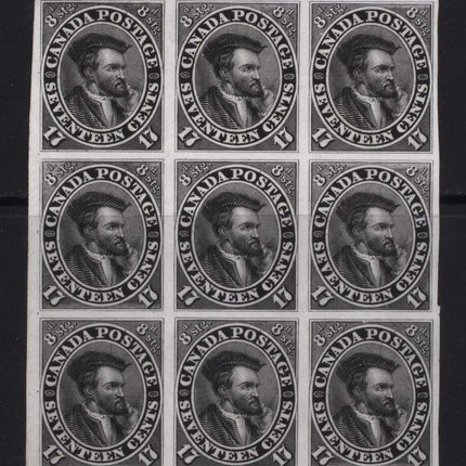 Canada #19TCi XF Proof Block Of Nine In Black