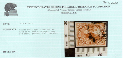Canada #4v XF Used **With Certificate**