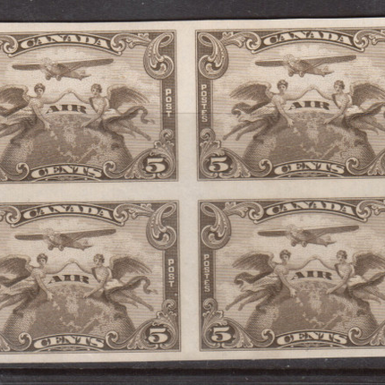 Canada #C1a XF/NH Imperf Block **With Certificate**