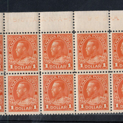 Canada #122 Mint Plate #A-1 Very Fine Never Hinged Top Block Of Ten