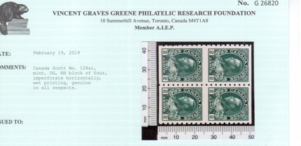 Canada #128ai XF/NH Block **With Certificate**