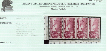 Newfoundland #239a VF Mint Strip Of Four