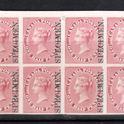 Canada #8Pi XF Proof Block Of Eight Specimen Overprint In Green India Paper On Card