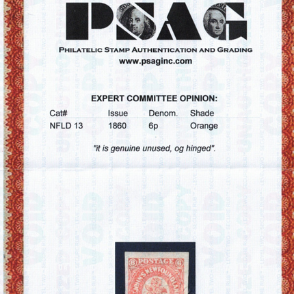 Newfoundland #13 XF Mint **With Certificate**