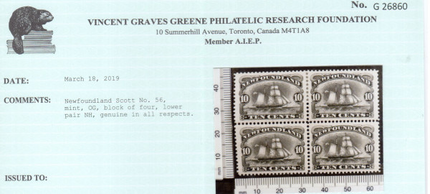 Newfoundland #59 XF Mint Block **With Certificate**