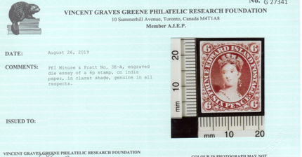Prince Edward Island M&P #3E-A VF Die Essay Of Unadopted 6P Value