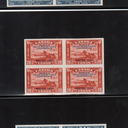 Canada #202a #203a #204a XF/NH Imperforate Block Set **With Certificate**