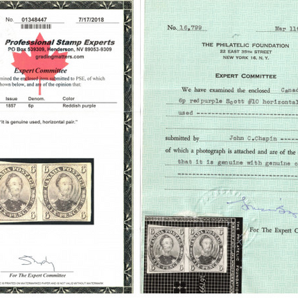 Canada #10 VF Used Pair **With Certificate**