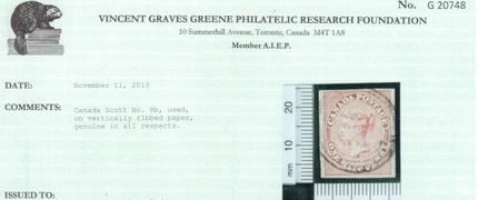 Canada #8b XF Used **With Certificate**