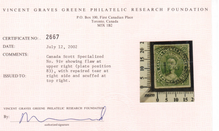 Canada #9iv XF Used **With Certificate**