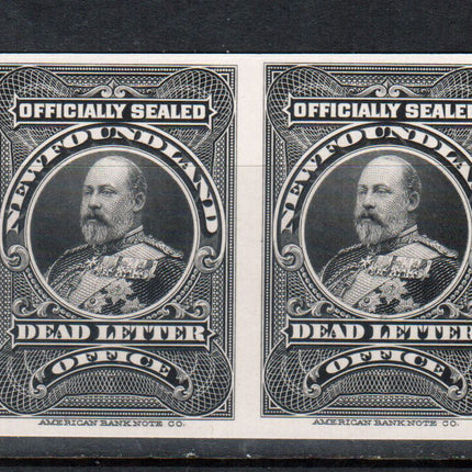 Newfoundland #OX1ii XF Proof Pair In Black India Paper On Card