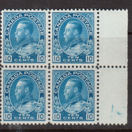 Canada #117 XF/NH Margin Block **With Certificate**