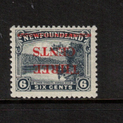 Newfoundland #160a VF/NH Inverted Surcharge In Red **Cert.**
