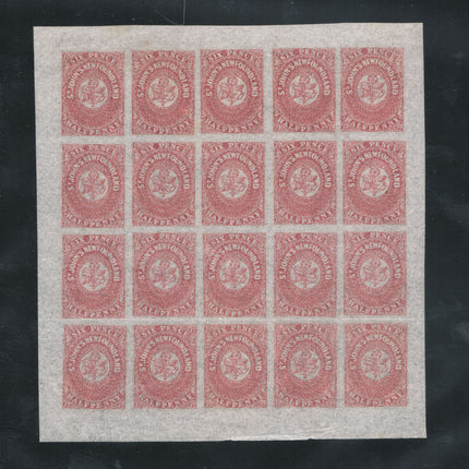 Newfoundland #21 XF Mint Complete Sheet Of Twenty