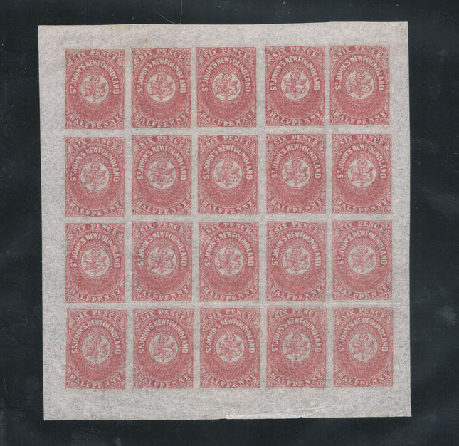 Newfoundland #21 XF Mint Complete Sheet Of Twenty