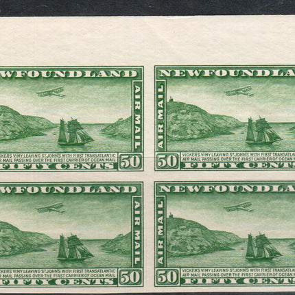 Newfoundland #C7c XF/NH Unwatermarked Imperf Block **With Cert.**