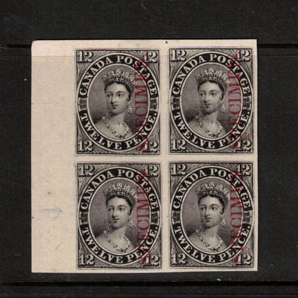 Canada #3Pi XF Left Margin Plate Proof Block India On Card