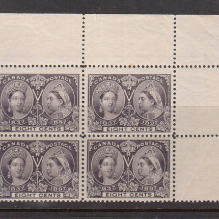 Canada #56 VF/NH UR Corner Block **With Certificate**