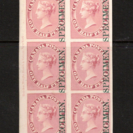 Canada #8Pi XF Proof Block Of Six With Full Imprint India On Card
