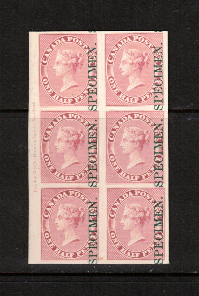 Canada #8Pi XF Proof Block Of Six With Full Imprint India On Card