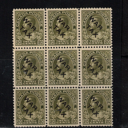 Canada #MR2c VF/NH Block Of Nine **With Certificate**