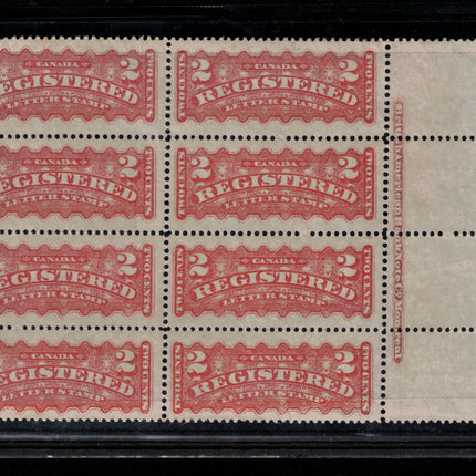 Canada #F1b XF/NH Plate Block Of Eight **With Certificate**