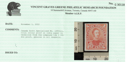 Canada #16TCiii VF Trial Color Proof From Compound Die Proof
