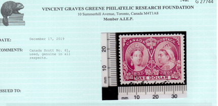 Canada #61 XF Used Gem **With Certificate**