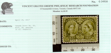Canada #65 XF Mint **With Certificate**